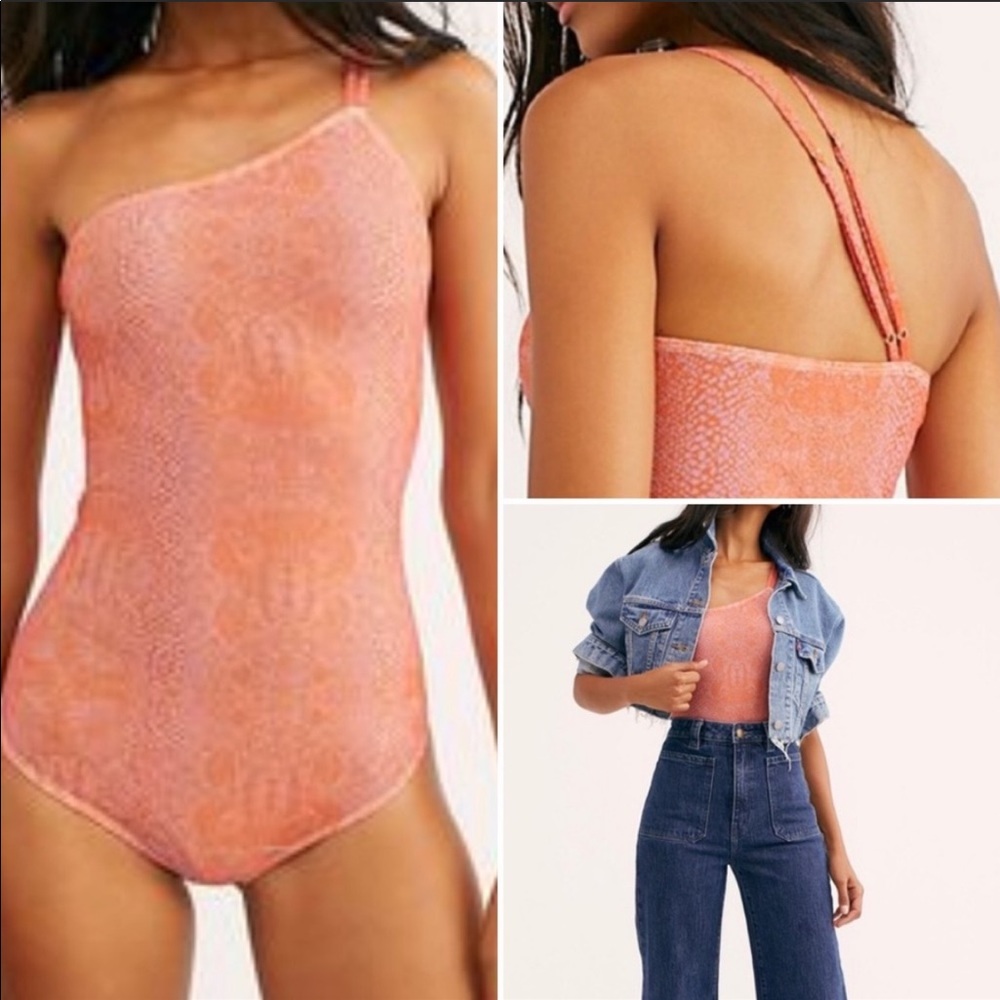 **SOLD - NWOT FREE PEOPLE ORANGE MESH BODYSUIT